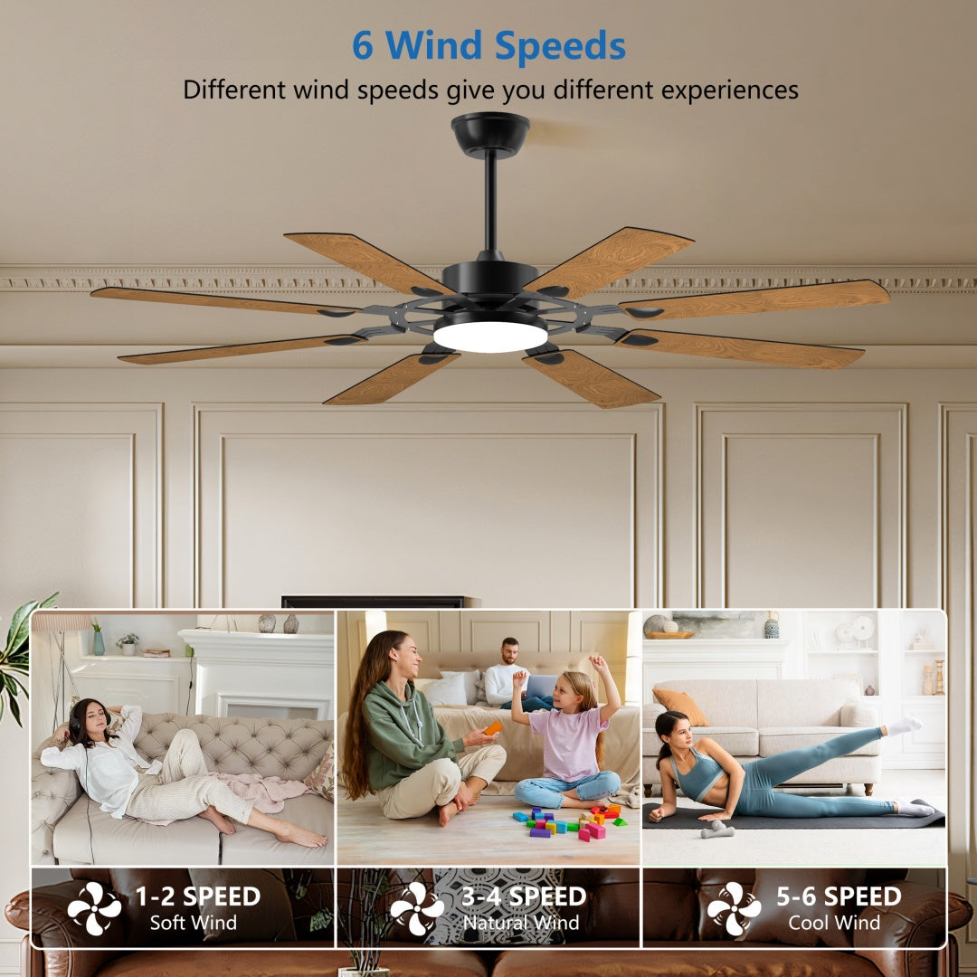 Prairie 60 inch Windmill Ceiling Fan with Light, Black