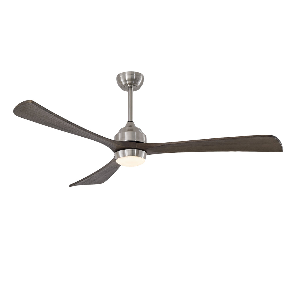Sycamore 62 inch Three Blade Wood Ceiling Fan with Light, Satin Nickel