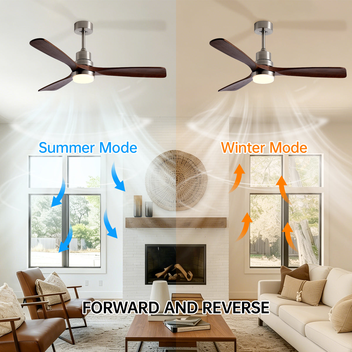 Veranda 52 inch Wood Blade Ceiling Fan with Light, Brushed Nickel