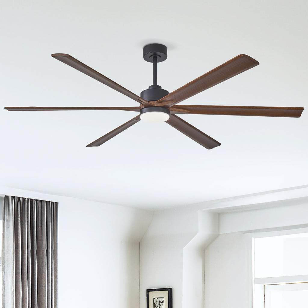 Sequoia 70 inch Wood Blade Ceiling Fan with Light, Black and Walnut