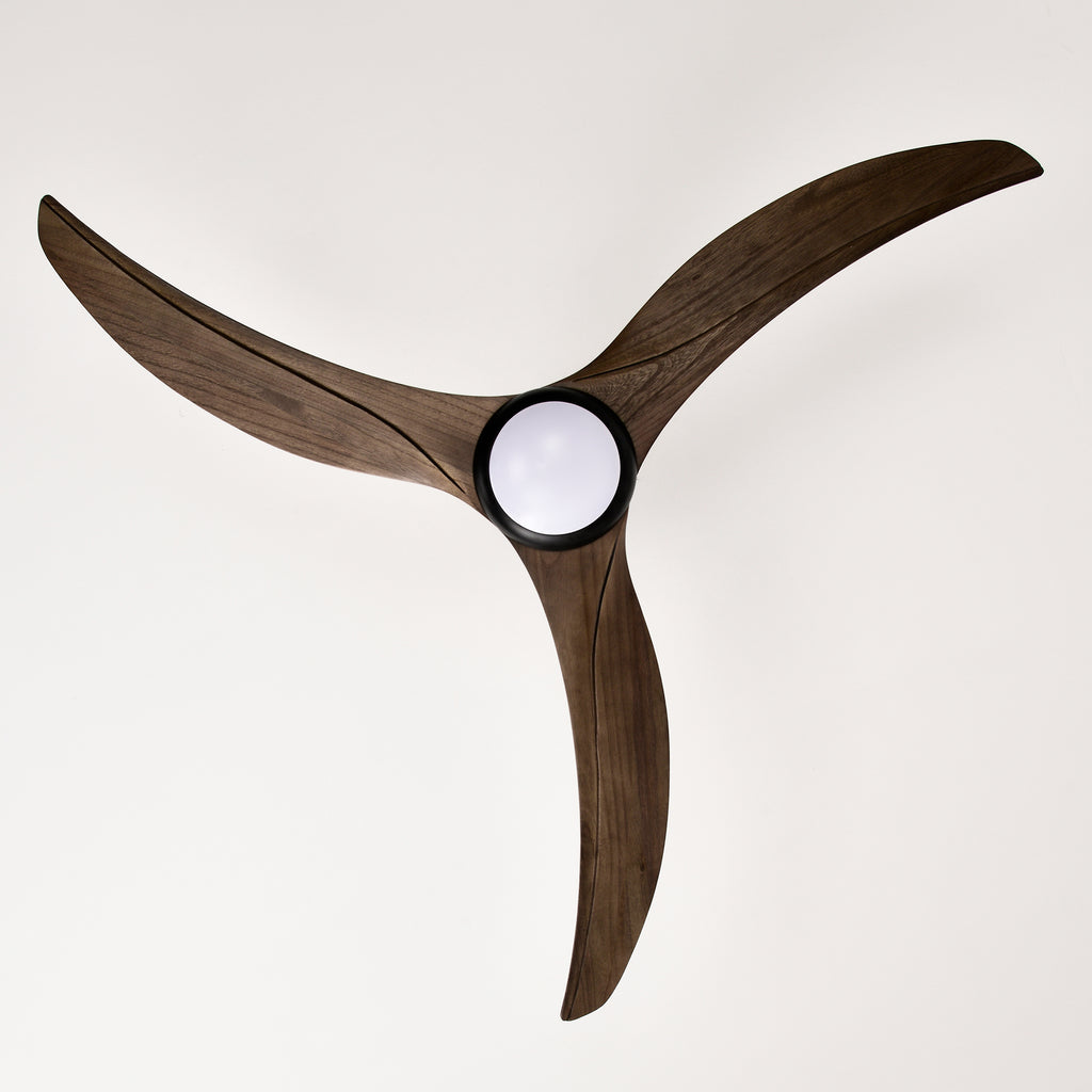 Meadow 52 inch Three Blade Wood Ceiling Fan with Light, Matte Black