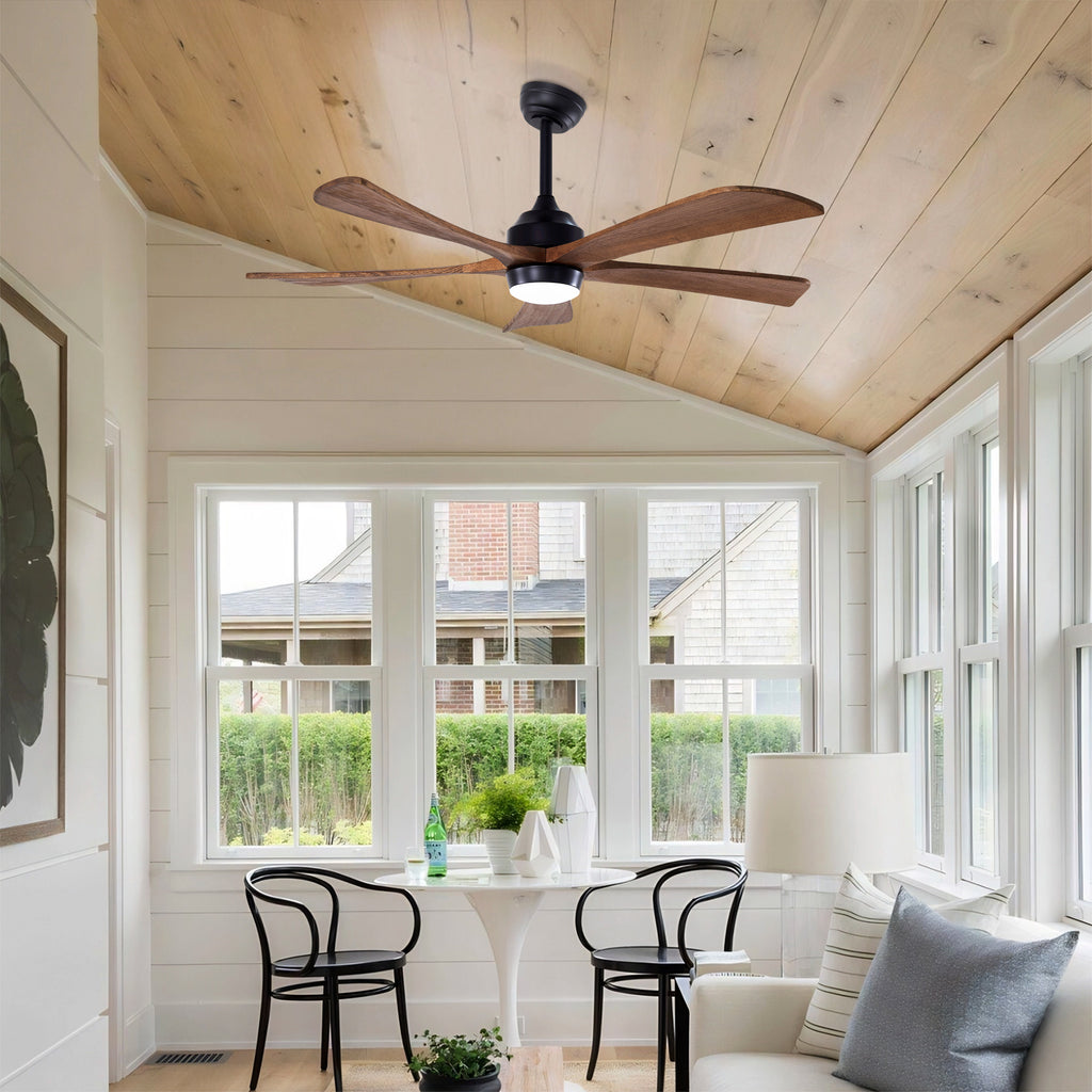 Sycamore 52 inch Five Blade Wood Ceiling Fan with Light, Matte Black