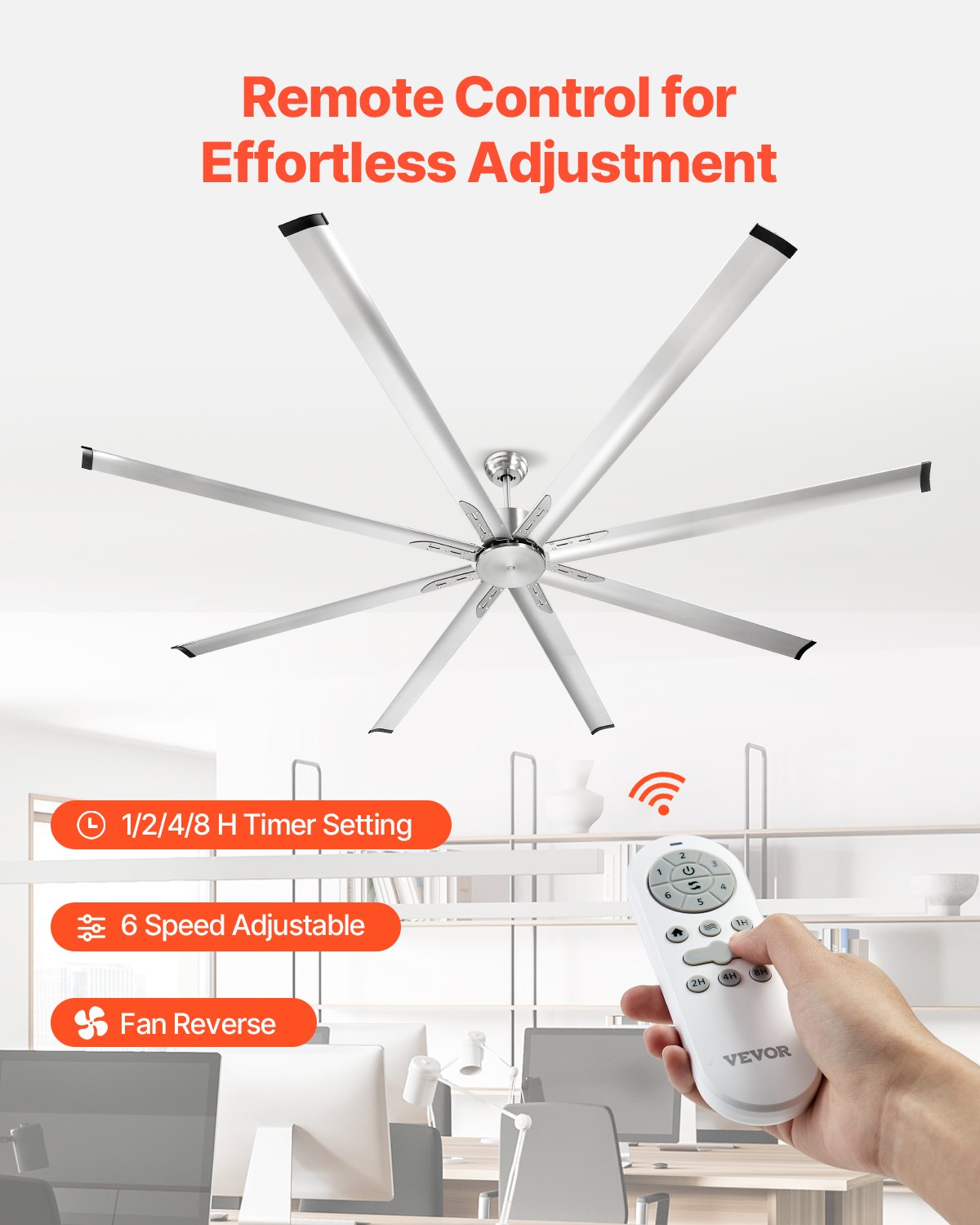 Aero 96 inch Aluminum Ceiling Fan, Brushed Nickel