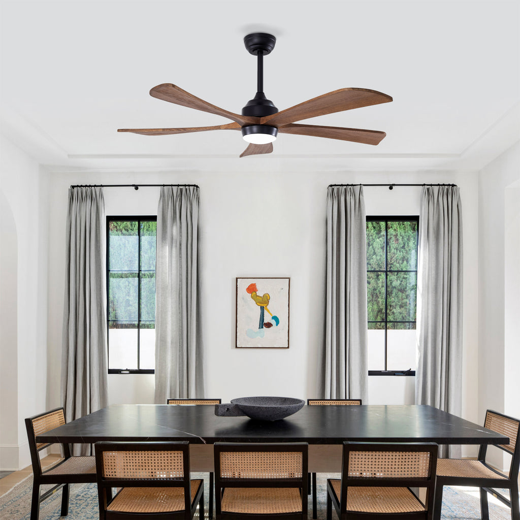 Sycamore 52 inch Five Blade Wood Ceiling Fan with Light, Matte Black