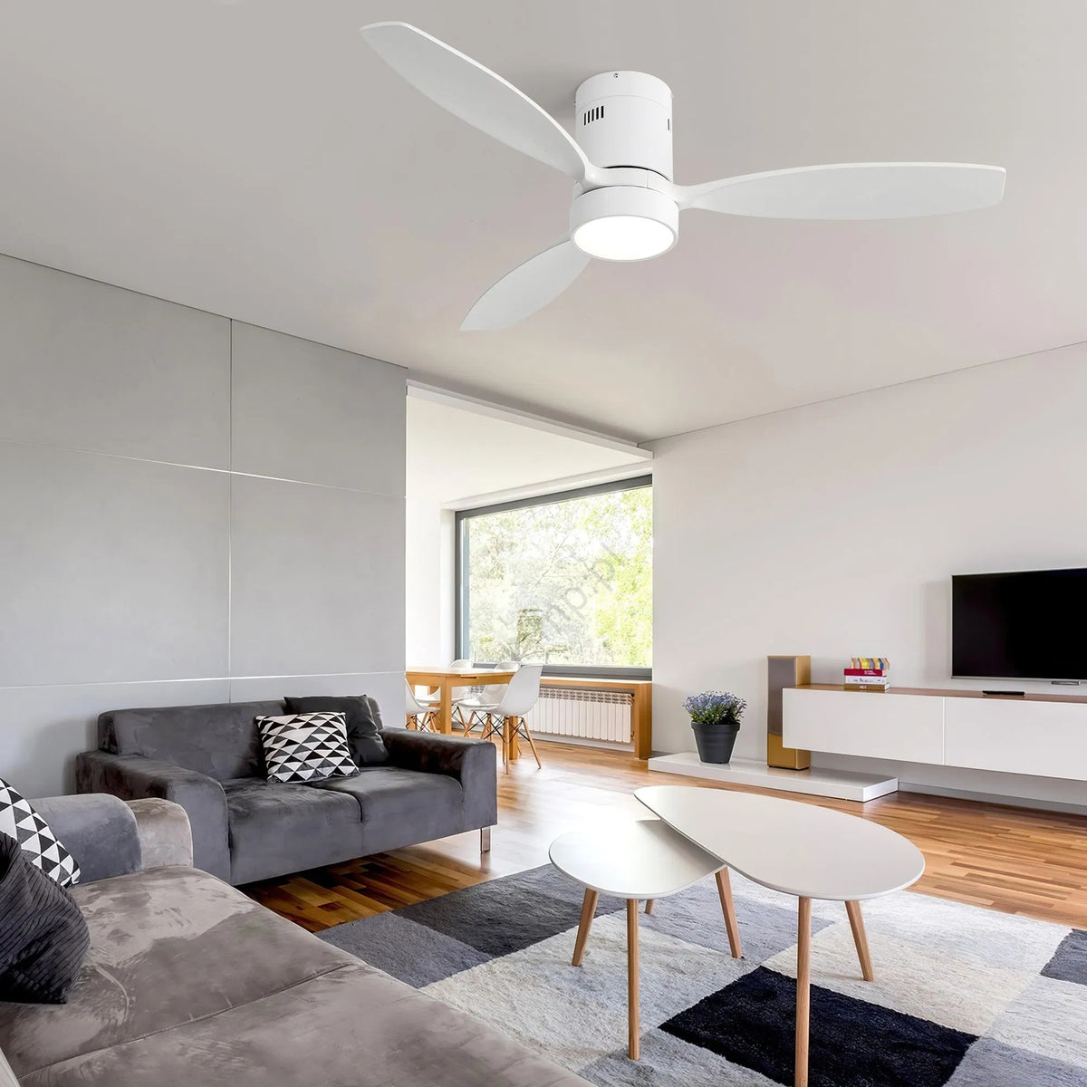 Harbor 52 inch Wood Blade Ceiling Fan with Light, White