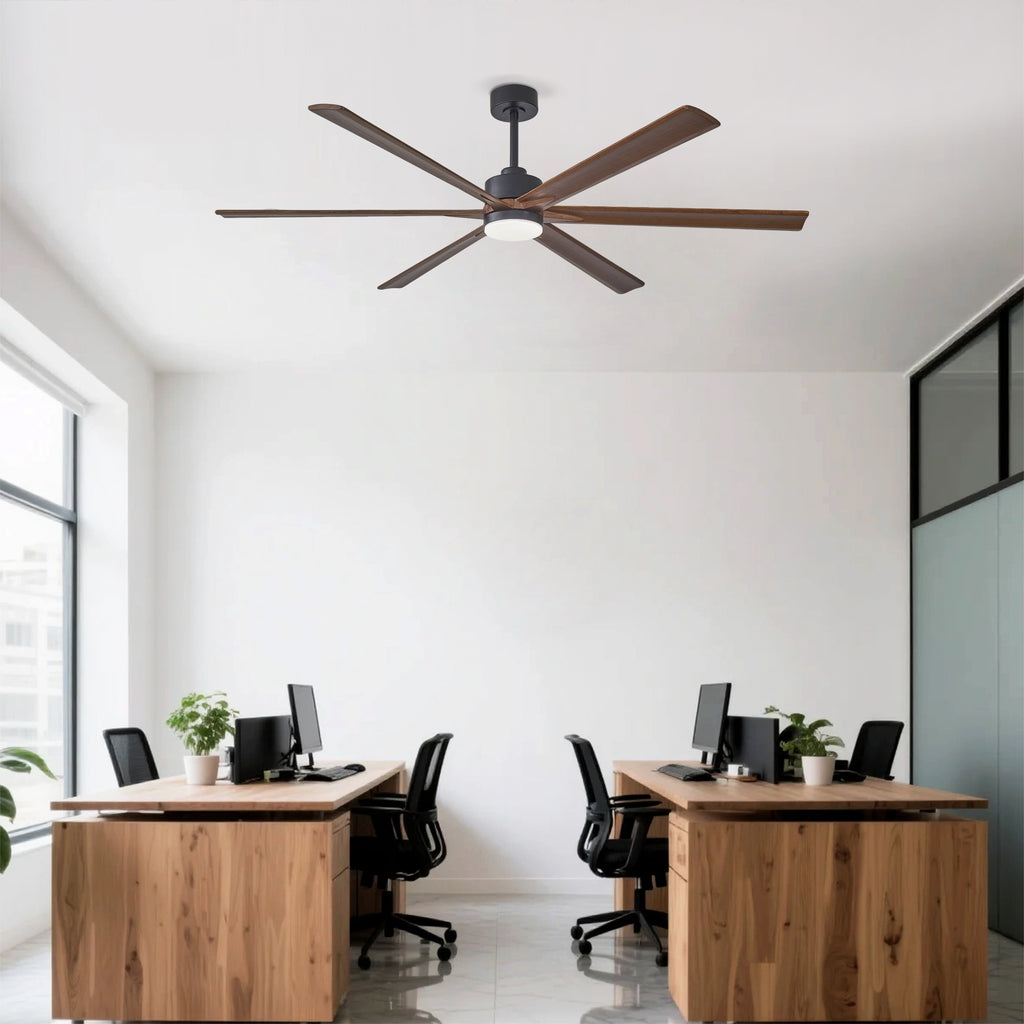 Sequoia 70 inch Wood Blade Ceiling Fan with Light, Black and Walnut