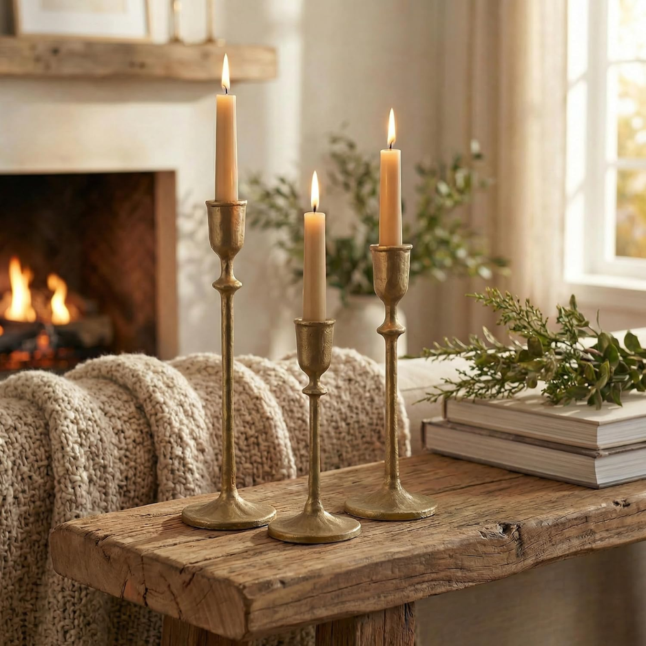 Aldridge Candlestick Set of 3, Antique Gold